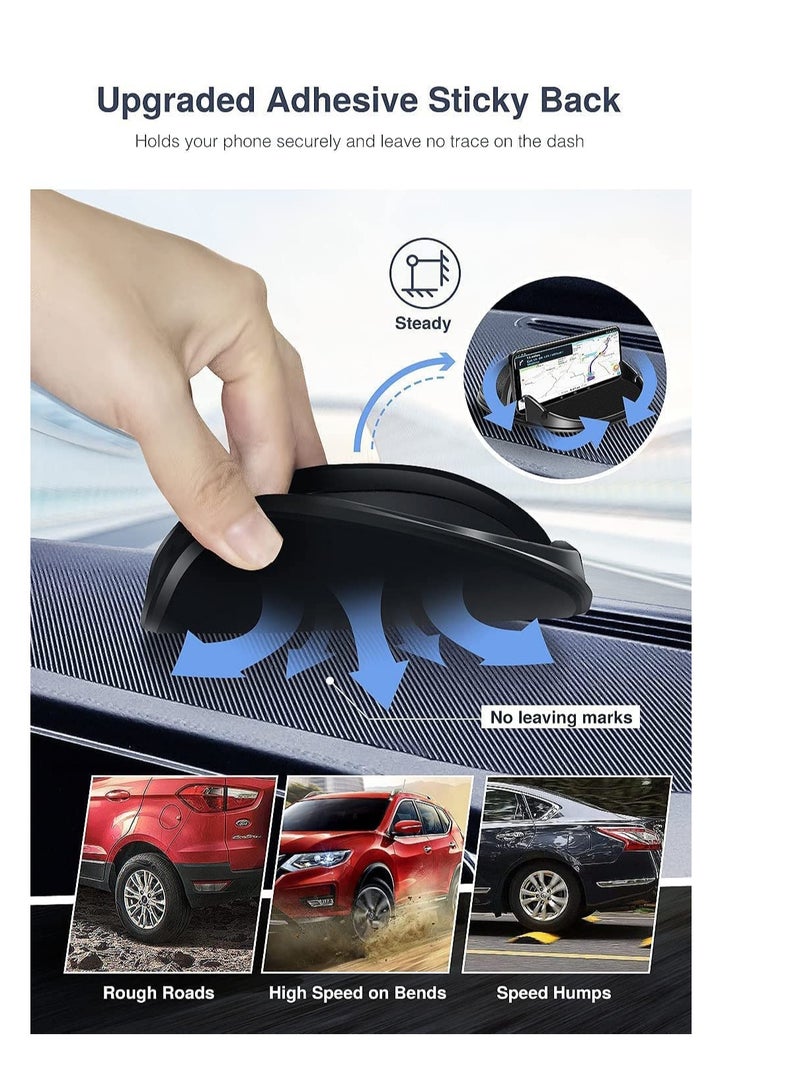 Car Phone Holder, Dashboard Car Phone Holder Mount, Slip Free Desk Phone Stand Compatible for iPhone, for Samsung, Android Smartphones, GPS Devices, Universal Cell Phone Automobile Cradles, Black - Image 2